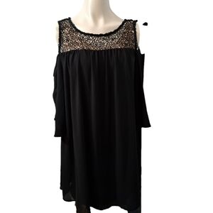 HEARTSOUL Plus Black Off The Shoulder Long Bell Sleeves Dress Women's Size 1X